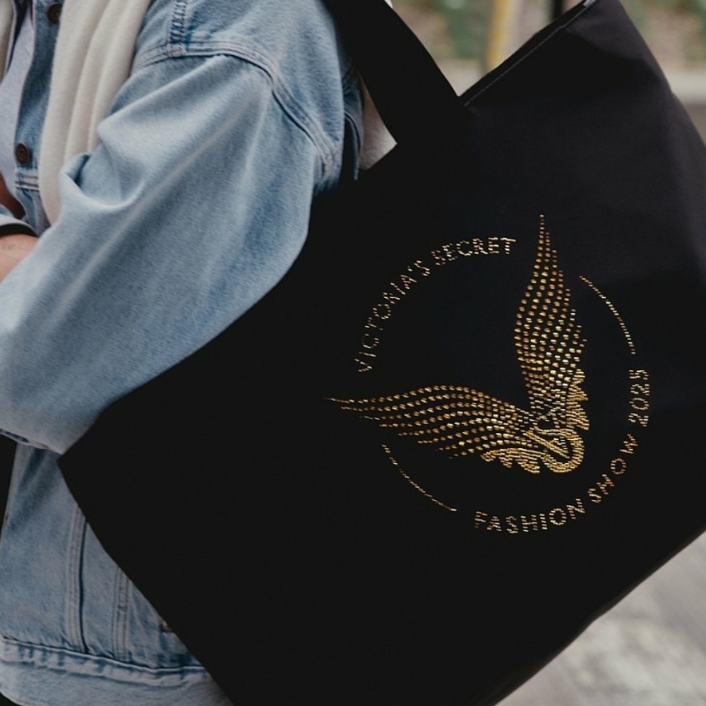 Victoria's Secret Black Tote with Gold Emblem